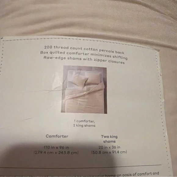 CASLUNA King Textured Chambray Cotton Comforter & Sham Set Natural NEW - Picture 7 of 8